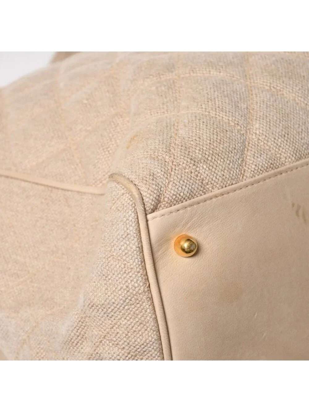 Chanel Supermodel XL Chain Tote Bag Linen CC Logo Coco Ball Beige